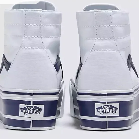 Vans Men’s Sk8-Hi Tapered
Sport Stripes Navy/True White 
VN0A5JMKNWD
Platforms - Picture 12 of 16